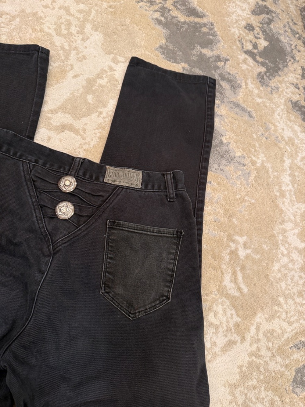 VINTAGE Rough Rider by Circle T // Women's Black 1980s  Denim Jeans size 9 - Picture 4 of 13
